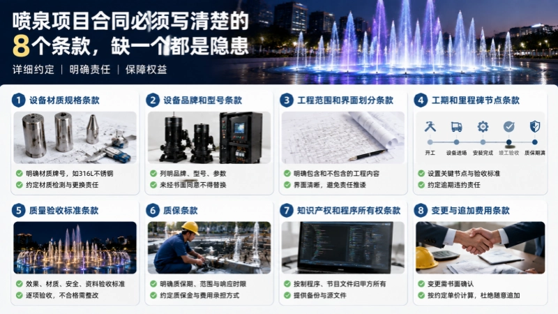 喷泉工程合同核心设备品牌及技术参数审核示例