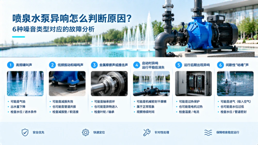 喷泉水泵异响怎么判断原因？6种噪音类型对应故障分析